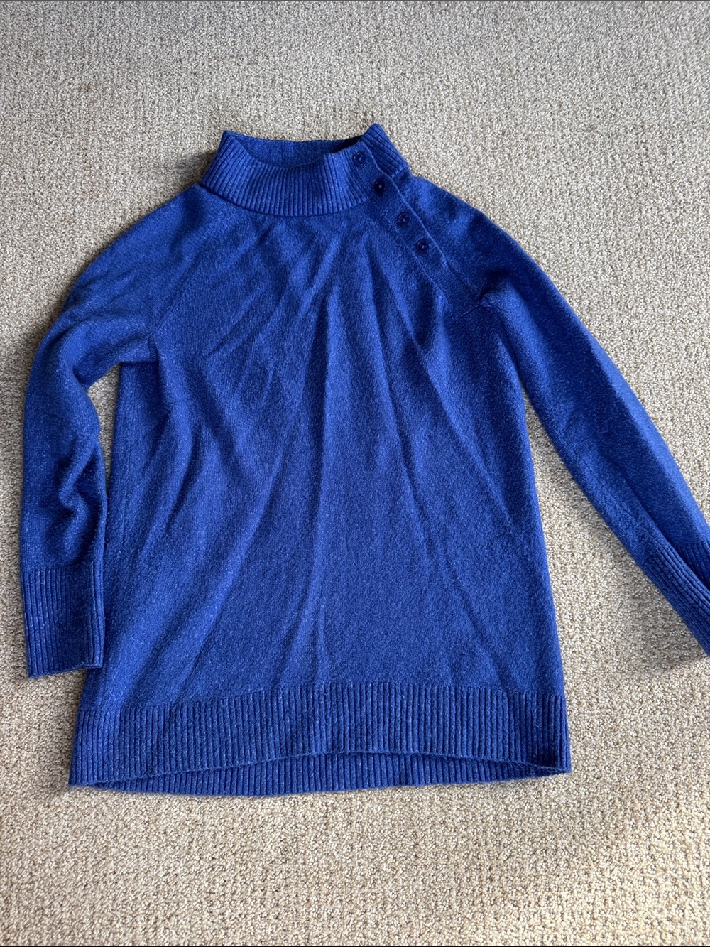 Talbots Women's Royal Blue Button-Shoulder Knit Sweater